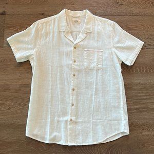 Marine Layer. White Short-Sleeve Selvage Cotton Shirt. Size Medium